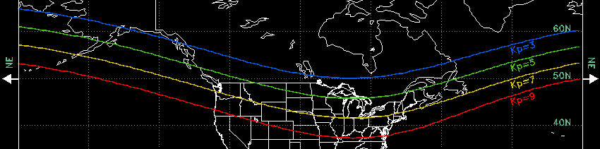 map of needed kpindex for northern lights