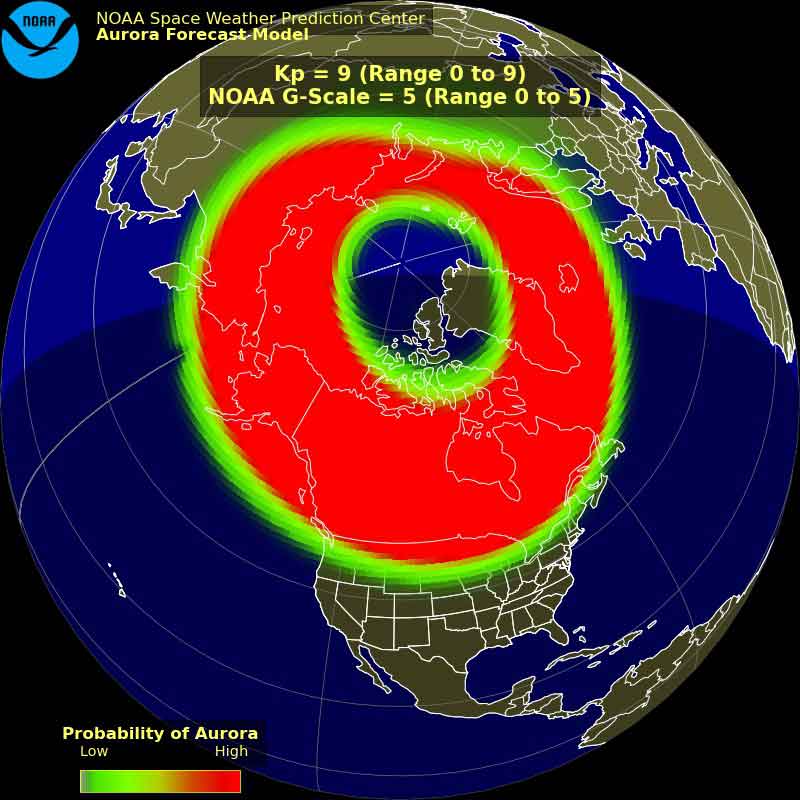 range of northern lights tonight